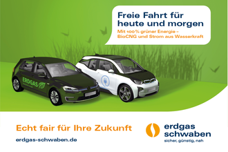 Mit BioCNG und Biostrom von erdgas schwaben elektrisch unterwegs